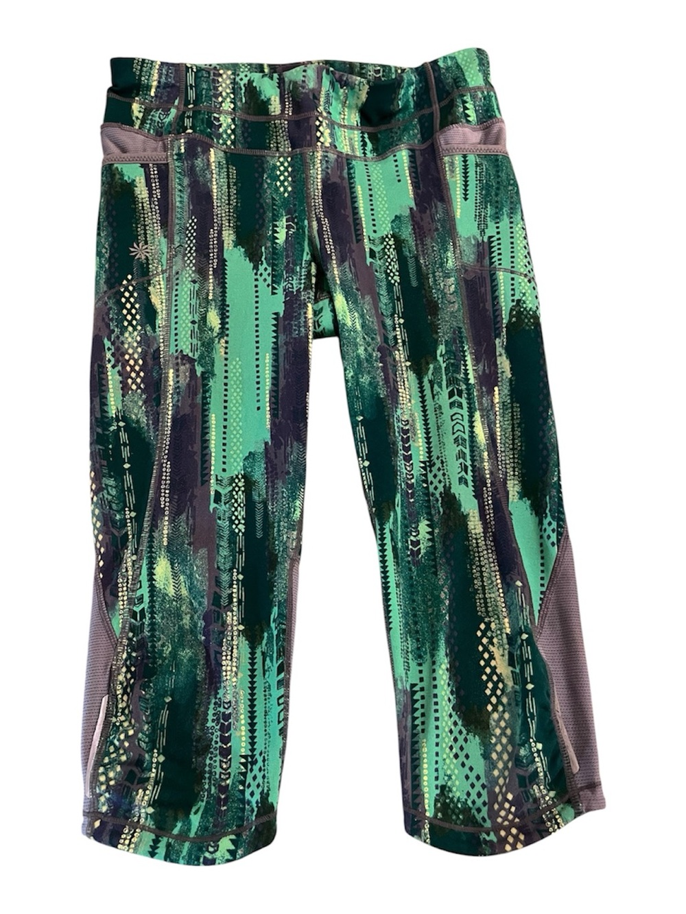 Athleta Green Teal Abstract Capri Leggings